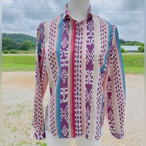 Vintage Perceptions Purple/ Pink Patterned Western‎ Shirt women’s size small